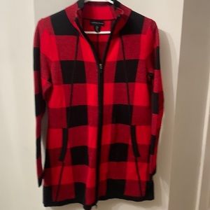 Red and Black plaid sweater jacket